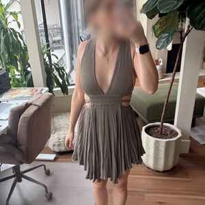 Olive green a line mini dress